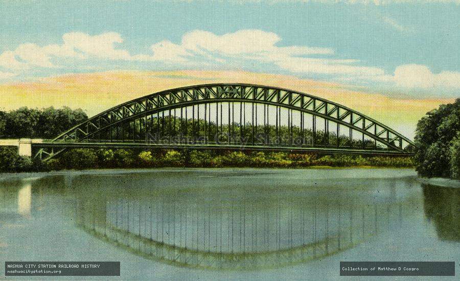 Postcard: Tyngsboro Bridge over the Beautiful Merrimack River between Lowell, Massachusetts and Nashua, New Hampshire